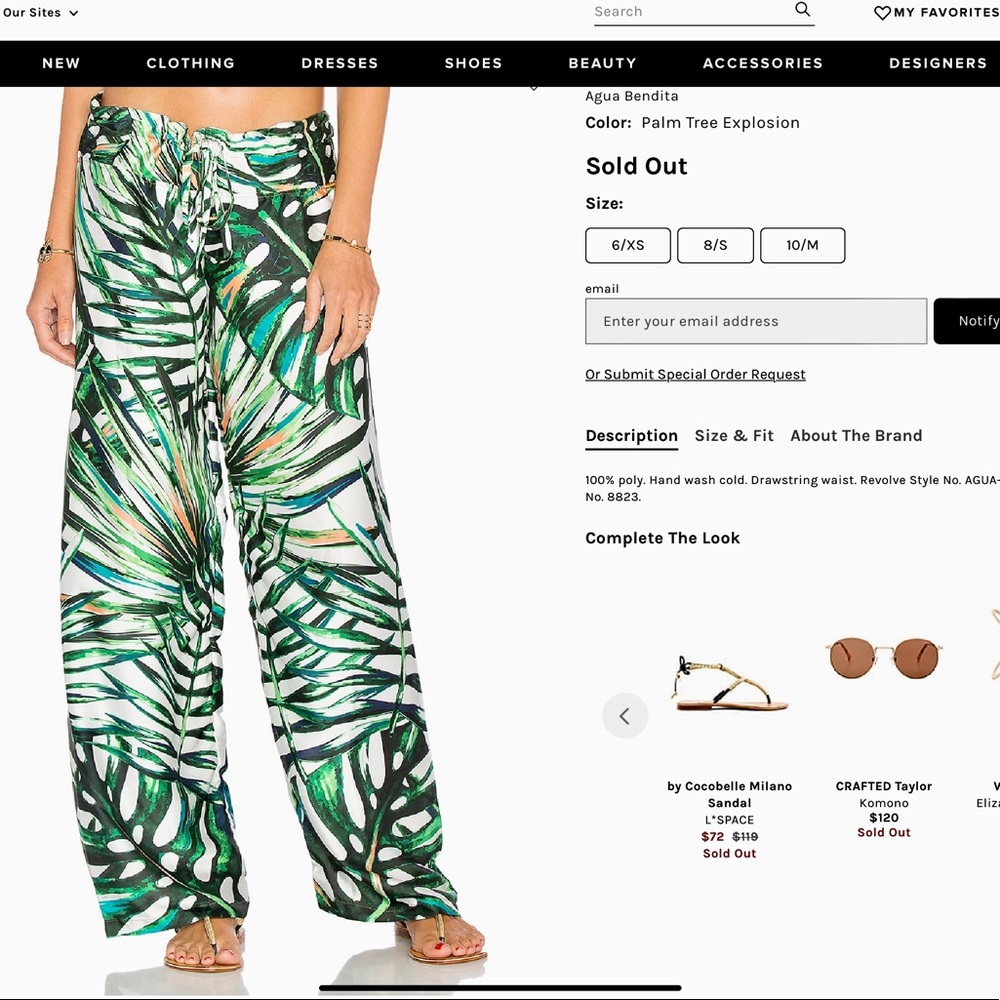 Aqua be Siri mapora pant in palm tree explosion size medium